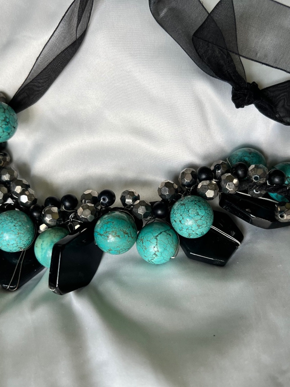 Black and Turquoise Statement Necklace